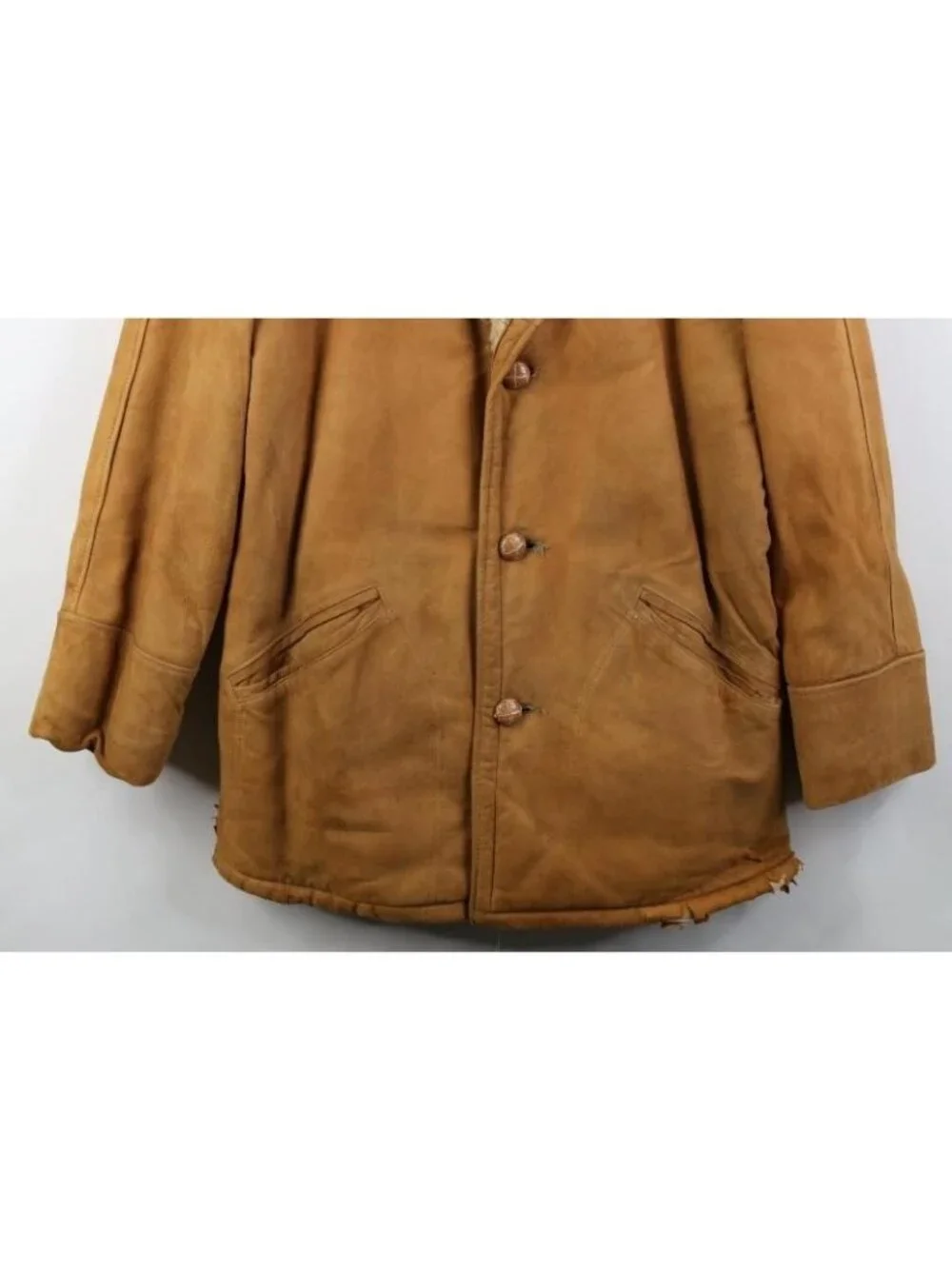 Vtg 60s 70s Streetwear Mens 42R Thrashed Suede Leather Lined Marlboro Man Jacket
